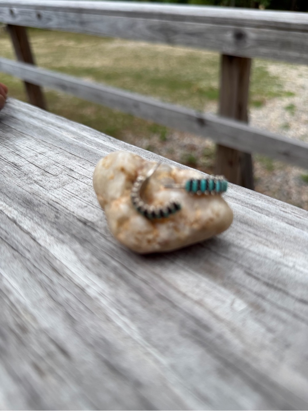 Vintage Quam Zuni Sterling Silver Turquoise Moon Hoop Cluster Earrings - Picture 2 of 7